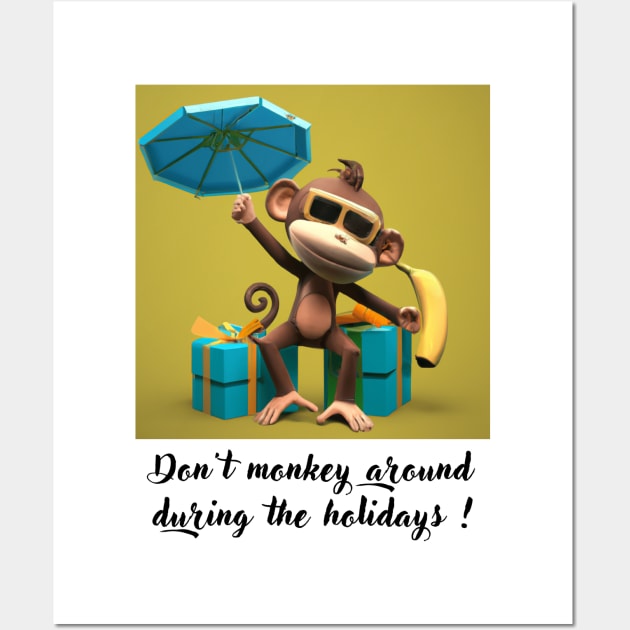 Don't monkey around during the holidays Wall Art by outougane